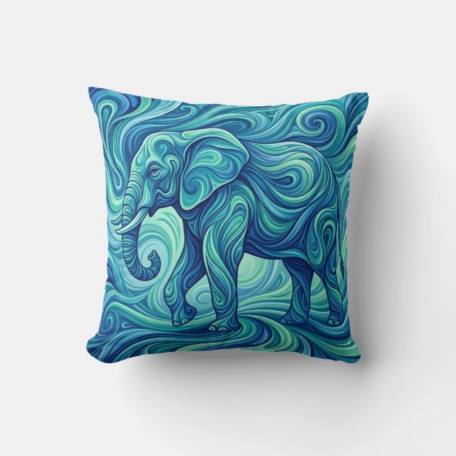 Almohada de elefante - Manta de gradiente azul océ (Anverso)