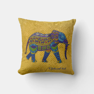 Almohada de elefante mosaico bohemio con lámina de