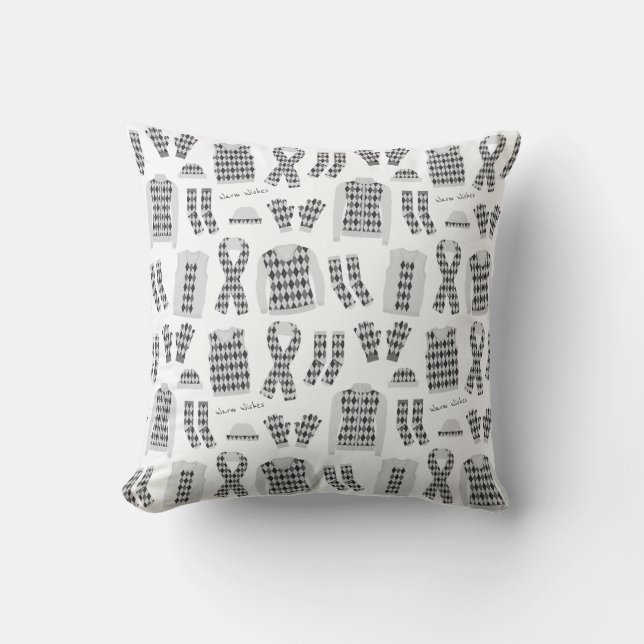 Almohada de elementos de patrón argyle gris (Anverso)