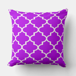 Almohada de encaje de cuatro hojas púrpura y blanc