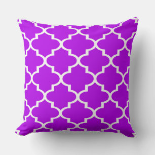 Almohada de encaje de cuatro hojas púrpura y blanc