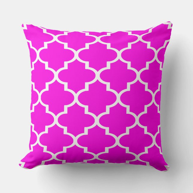 Almohada de encaje de cuatro hojas rosa caliente n (Anverso)
