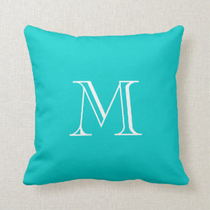 Almohada de encargo de la turquesa del monograma
