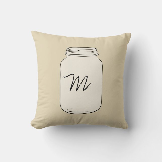 Almohada de encargo del monograma del tarro de (Anverso)