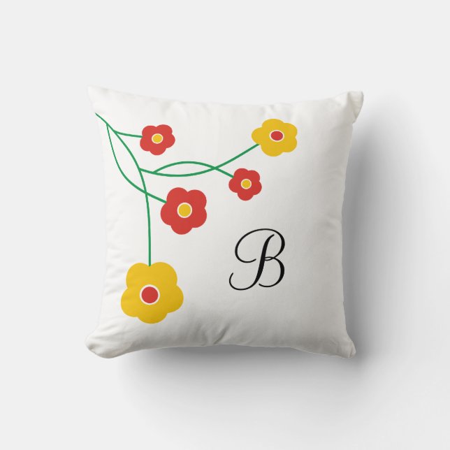 Almohada de encargo del monograma: Flores (Anverso)