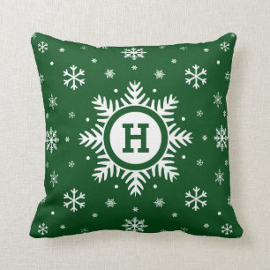 Almohada de encargo verde del copo de nieve del
