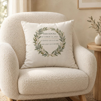 Almohada de estadísticas de nacimiento con corona