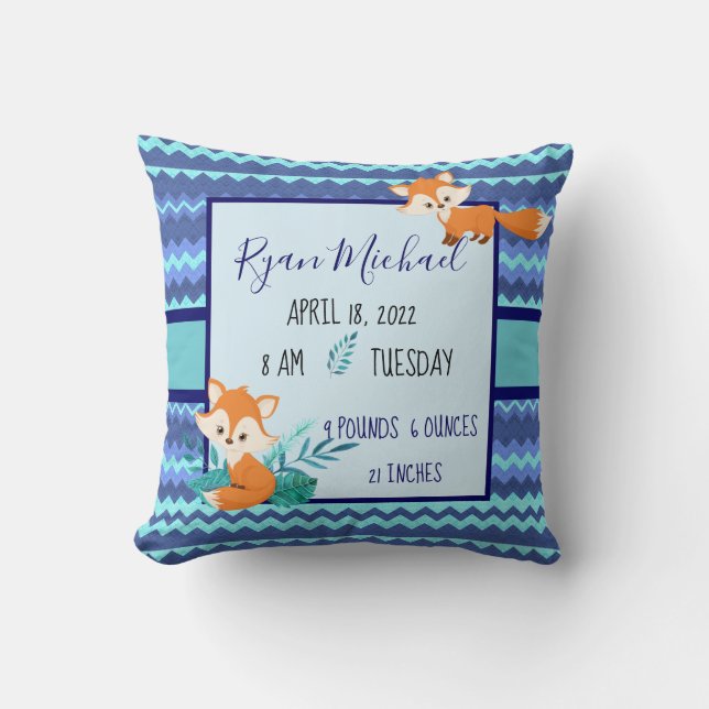 Almohada de estadísticas de nuevo bebé Fox azul re (Anverso)