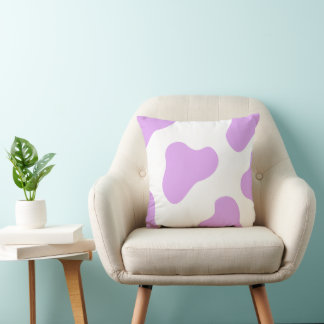 Almohada de estampado de vaca lavanda y blanca – L
