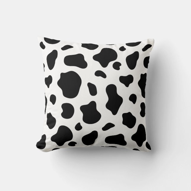 Almohada de estampado de vaca negro y blanco Patró (Anverso)