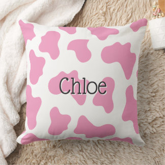 Almohada de estampado de vaca rosa
