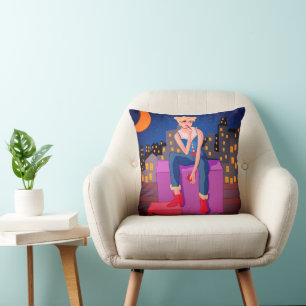 almohada de estilo anime con diseño dibujado a man