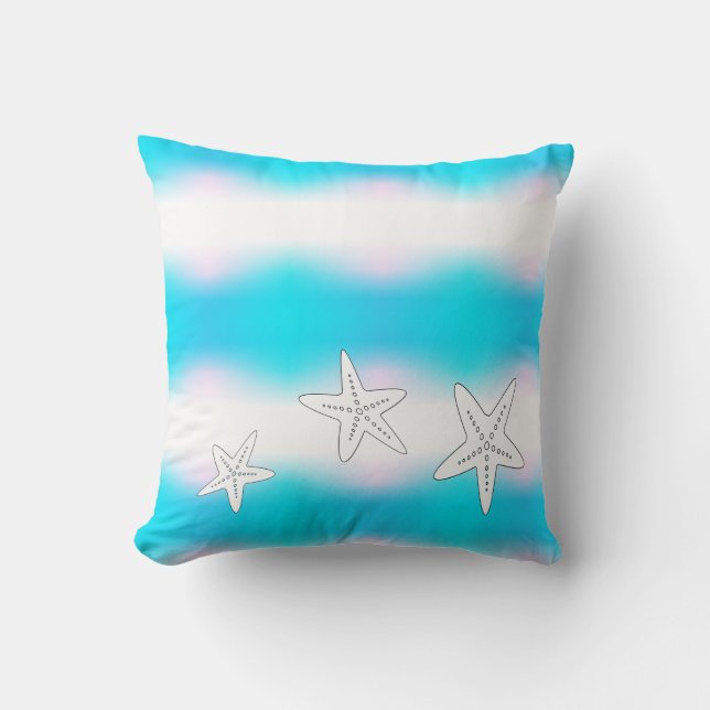 Almohada De Estilo Turquesa Azul Estrella De Mar P (Anverso)