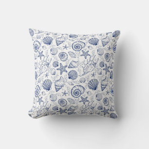 Almohada de Estrella de Mar Concha Azul y Blanco N