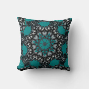 almohada de estrella Verde azulada y gris fractal