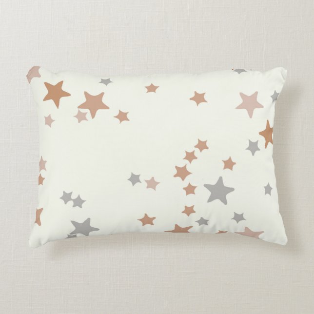 almohada de estrellas en rosa neutro y gris (Anverso)