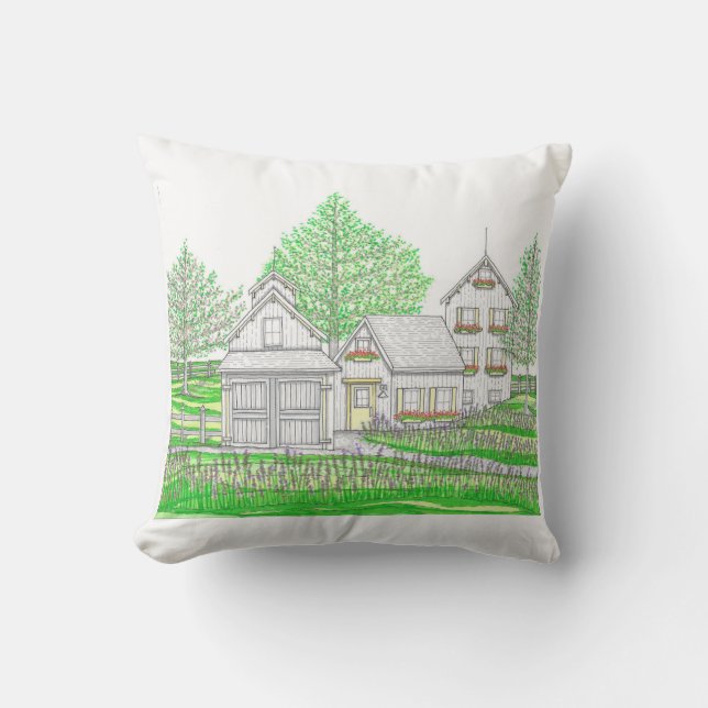 Almohada de exterior; Granja de primavera (Anverso)