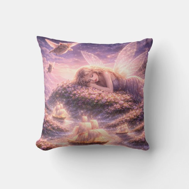 Almohada de fantasía de gatito de hada linda soñad (Anverso)