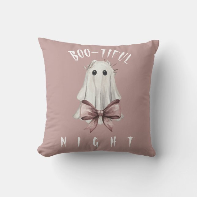 Almohada de fantasma de Halloween Pink Coquette (Anverso)