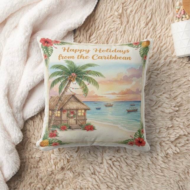 Almohada de 'Felices Fiestas desde el Caribe' (Manta)