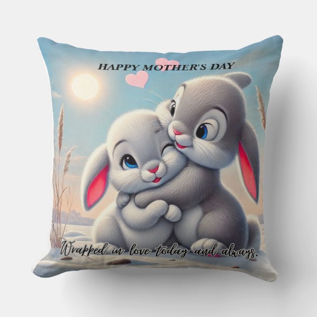 Almohada de Feliz Día de la Madre Conejito Adorabl (Anverso)