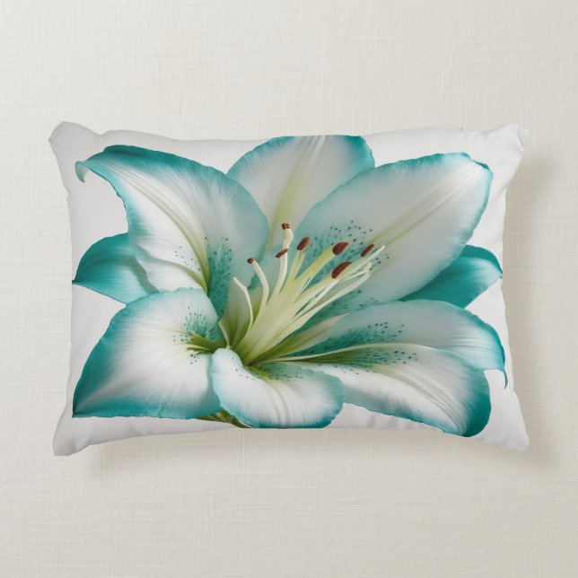 almohada de flor azul turquesa (Anverso)