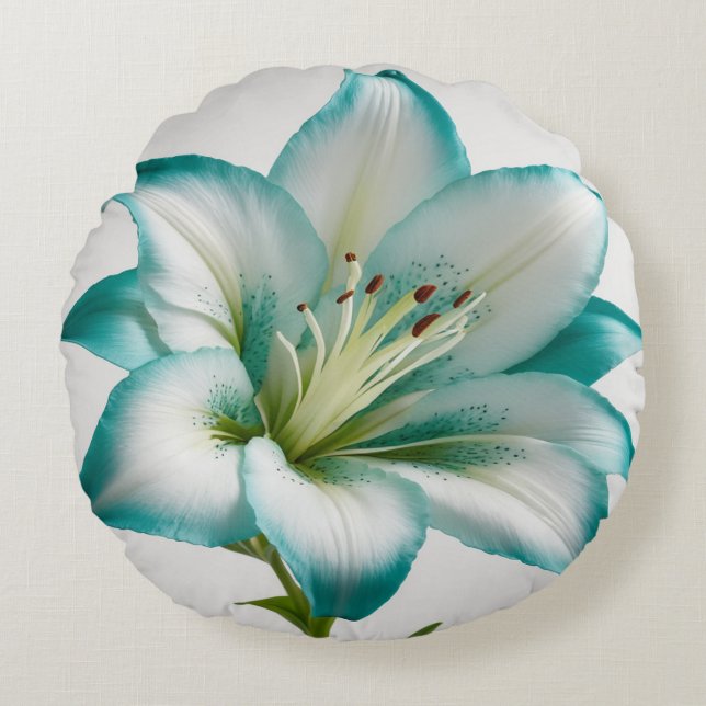 almohada de flor azul turquesa (Anverso)