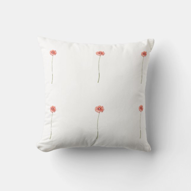 Almohada de Flor de Crisantemo Roja Pálida (Anverso)