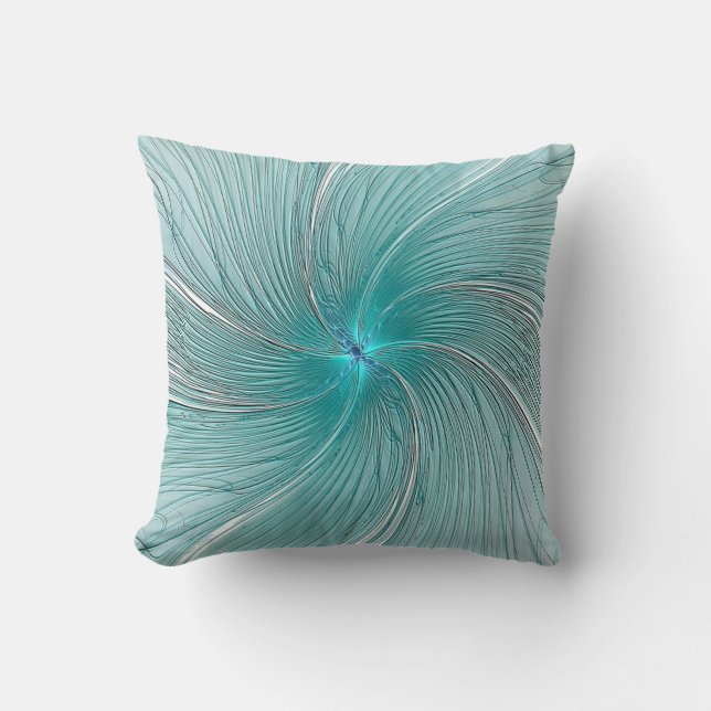 Almohada de flor de cuerda azul y moderna aqua (Anverso)