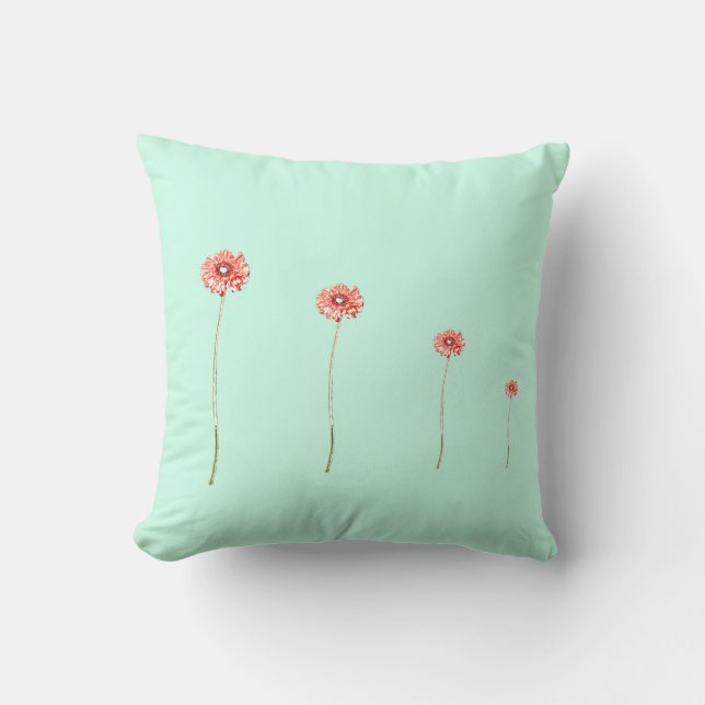Almohada de Flor de Gerbera Crisantemo Rosa Pálido (Anverso)