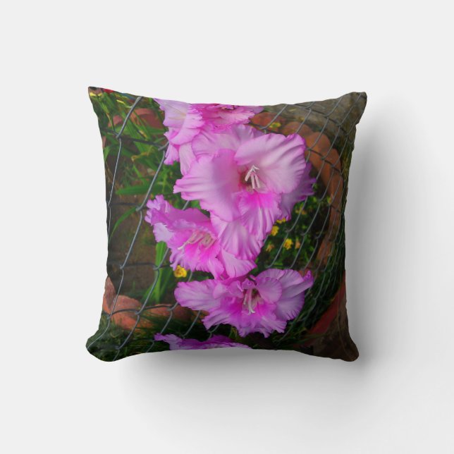 Almohada de Flor de Gladiolo Púrpura (Anverso)