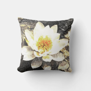 almohada de flor de loto gris y amarillo
