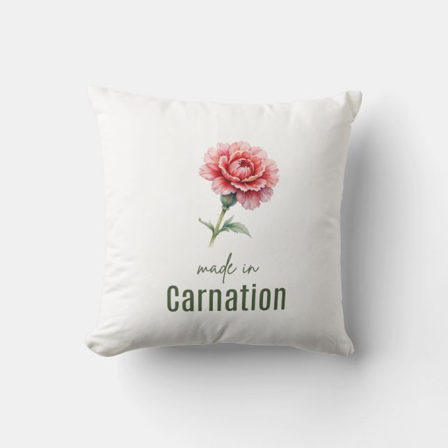 Almohada de Flor de Nacimiento de Clavel de Enero  (Anverso)