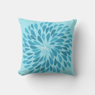 Almohada de Flor Moderna Estallido de Aqua y Verde