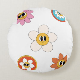 almohada de flor retro de ilustracion crema rosa