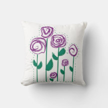 Almohada de flores abstractas bordadas