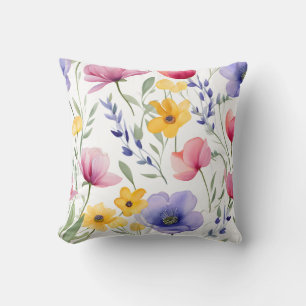 Almohada de flores acuarela