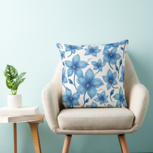 almohada de flores azules