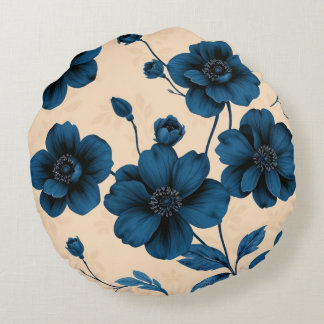 Almohada de flores azules victorianas sobre fondo 