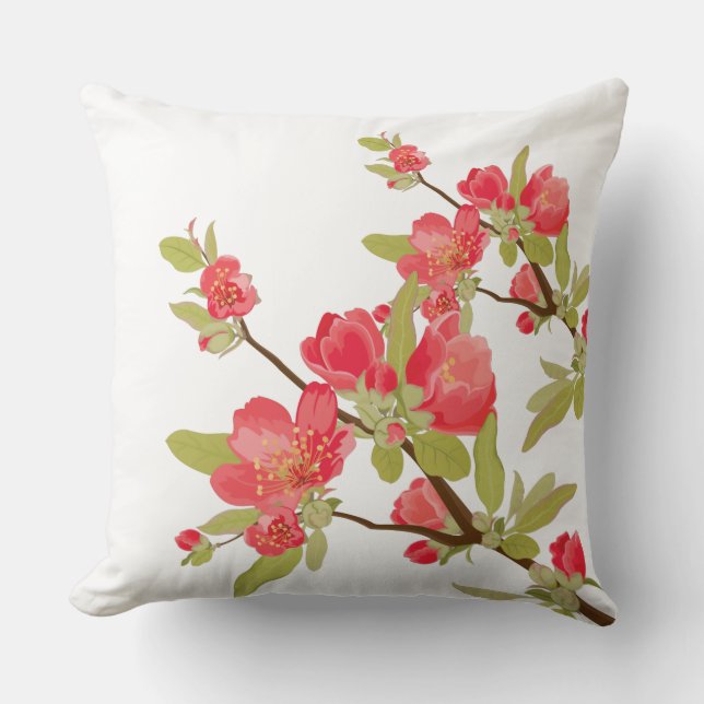 Almohada de flores de árbol rosadas (Anverso)
