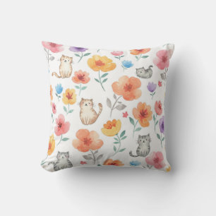 Almohada de flores de gatos cúrcules