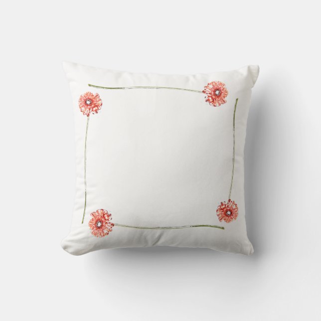 Almohada de flores de gerbera rojo pálido (Anverso)