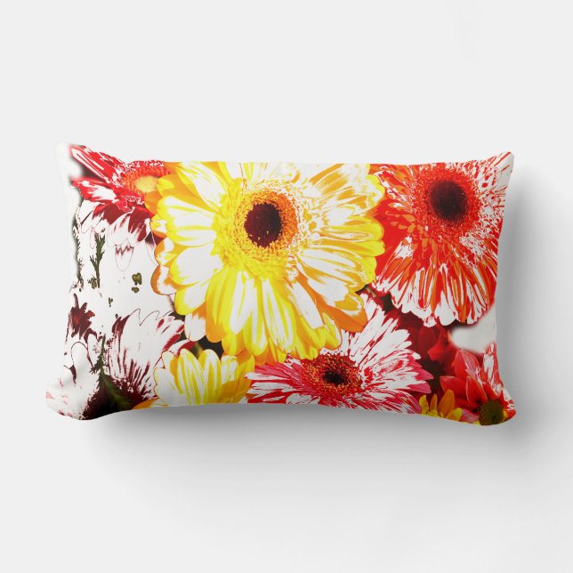 Almohada de flores de gerbera y crisantemo amarill (Anverso)