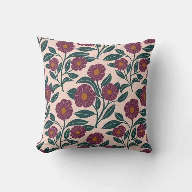 Almohada de flores de mermelada roja con hojas ver (Anverso)
