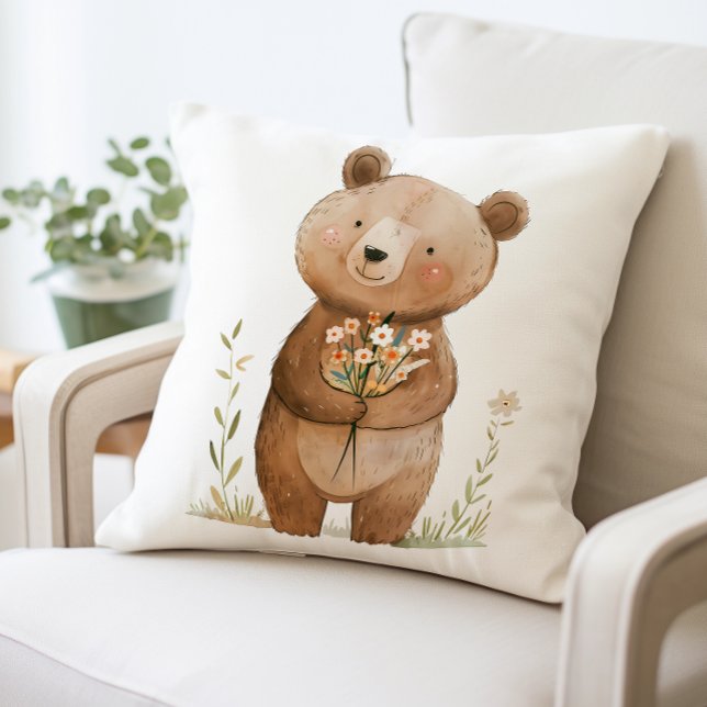 Almohada de flores de soporte de oso lindo, Teddy  (Subido por el creador)