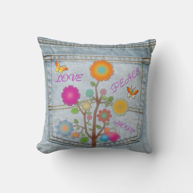 Almohada de Flores en el Bolsillo Trasero de Mezcl (Anverso)