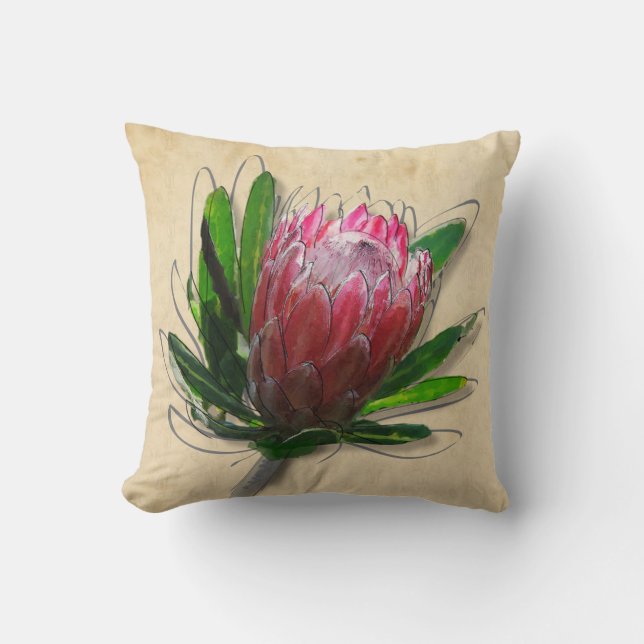Almohada de flores King Protea. (Anverso)