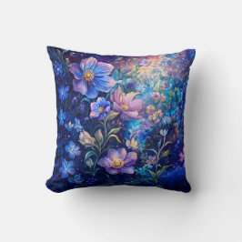 Almohada de flores nocturnas azules
