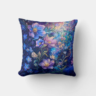 Almohada de flores nocturnas azules