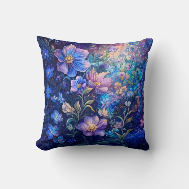 Almohada de flores nocturnas azules (Anverso)